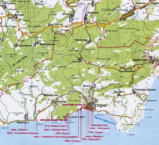 Судак крым отдых карта